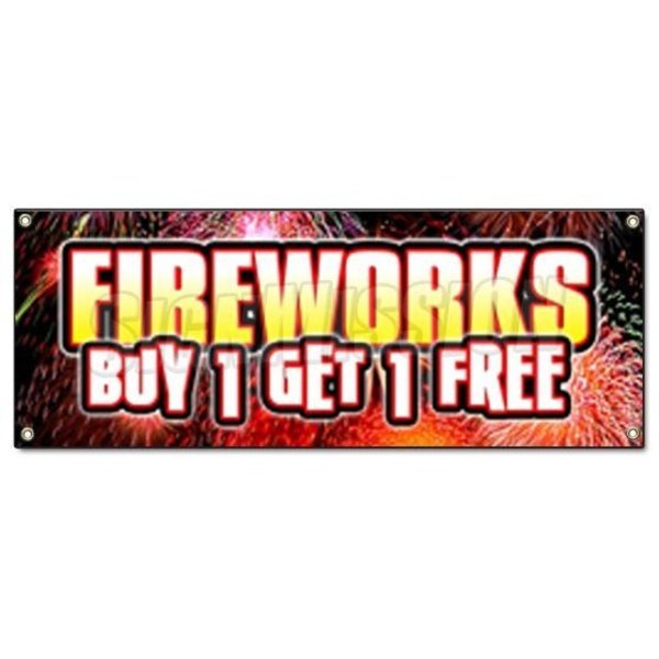 Signmission FIREWORKS BUY 1 GET 1 FREE BANNER SIGN NOT ACTUAL FIREWORKS B-Fireworks Buy 1 Get 1 Free